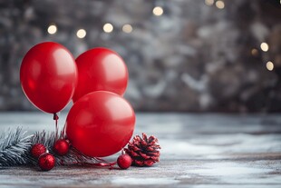 红色气球圣诞装饰场景