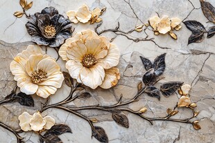 立体花朵大理石装饰墙饰
