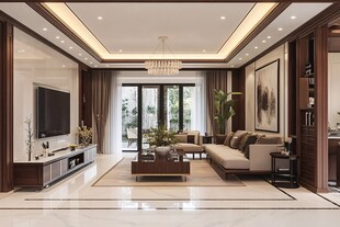 现代中式风格豪华客厅空间