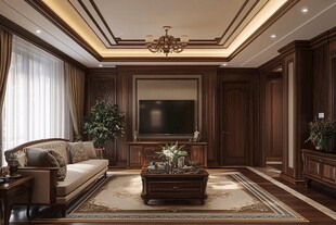 豪华木质客厅家居场景