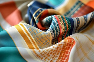 多彩花纹丝巾的精致细节