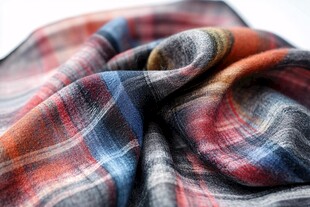 多彩格子围巾特写