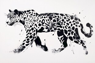 水墨风格行走的花豹
