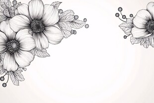 黑白花卉边角装饰图案