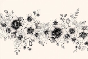 黑白花卉图案装饰边框