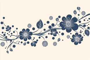 蓝白花卉装饰图案