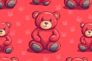 红色小熊图案 可爱风背景