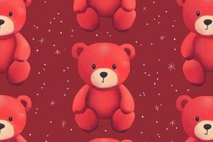 红色小熊圣诞风无缝图案