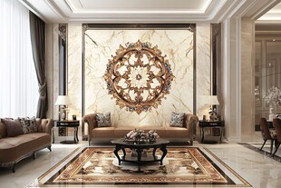 奢华客厅大理石背景墙装饰