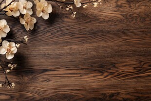 木质背景上的素雅花卉