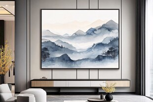 现代客厅中式山水挂画