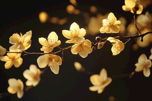 金黄花朵绽放枝头