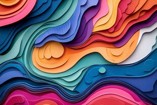 缤纷立体彩色纸艺纹理图案