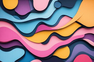 多彩立体波浪形抽象图案