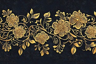 金色花卉边框装饰图案