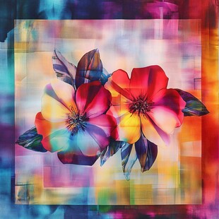 梦幻多彩花卉艺术插画