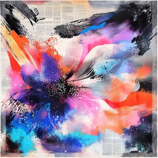 绚丽抽象花卉艺术画作