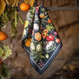 田园风果蔬图案精美丝巾