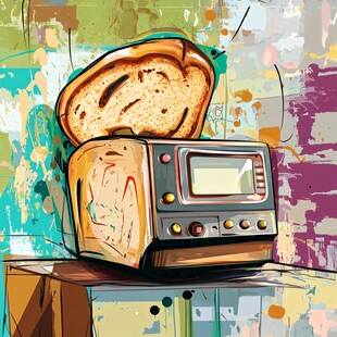 复古风插画中的多功能烤面包机