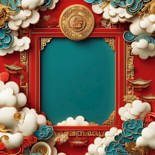 中式古典喜庆边框背景图