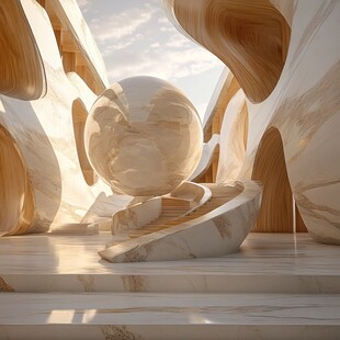 未来感大理石艺术空间景观