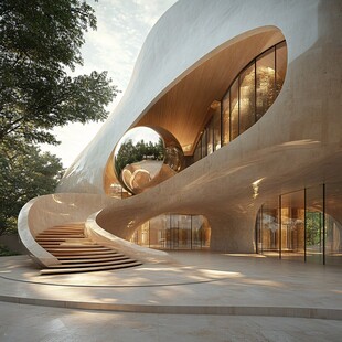 未来感曲线建筑外观设计