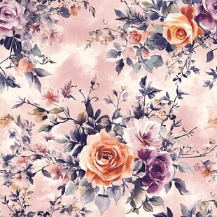 浪漫花卉水彩无缝图案