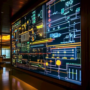 科技感十足的大型数据显示屏