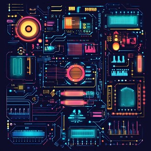 未来科技感电路板插画