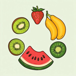 多彩水果组成的欢乐图案