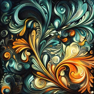 绚丽多彩的抽象花卉图案