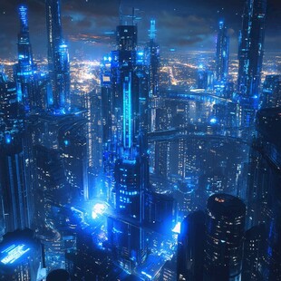 未来都市夜景 科技梦幻之城