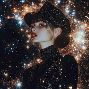 星夜下的时尚神秘女郎