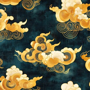 中式复古金色祥云图案背景