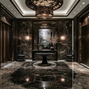 奢华中式风格电梯厅设计