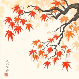 秋韵红枫图