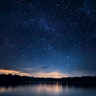 湖畔星空 梦幻的夜色美景