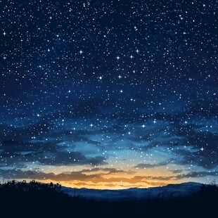 梦幻星空下的静谧黄昏