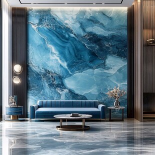 蓝调大理石风豪华客厅