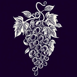 手绘葡萄图案设计元素