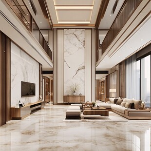 新中式大气双层客厅效果图