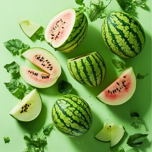 清新绿底上的多汁西瓜