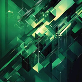 绿调几何科技风抽象背景图