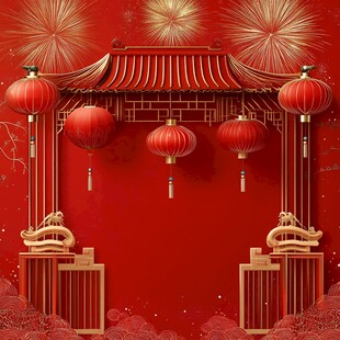 中式新春灯笼喜庆场景