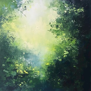 林间阳光洒落的梦幻景致