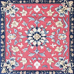 中式复古花卉图案精美地毯