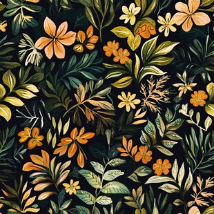 深色背景花卉植物图案