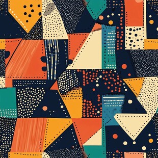 几何拼贴风抽象艺术图案
