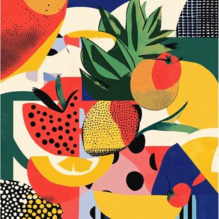 缤纷水果几何插画