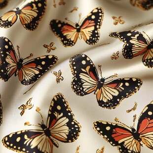 蝴蝶印花丝绸面料